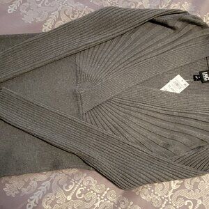 Dark Grey Fitted Sweater V Neck